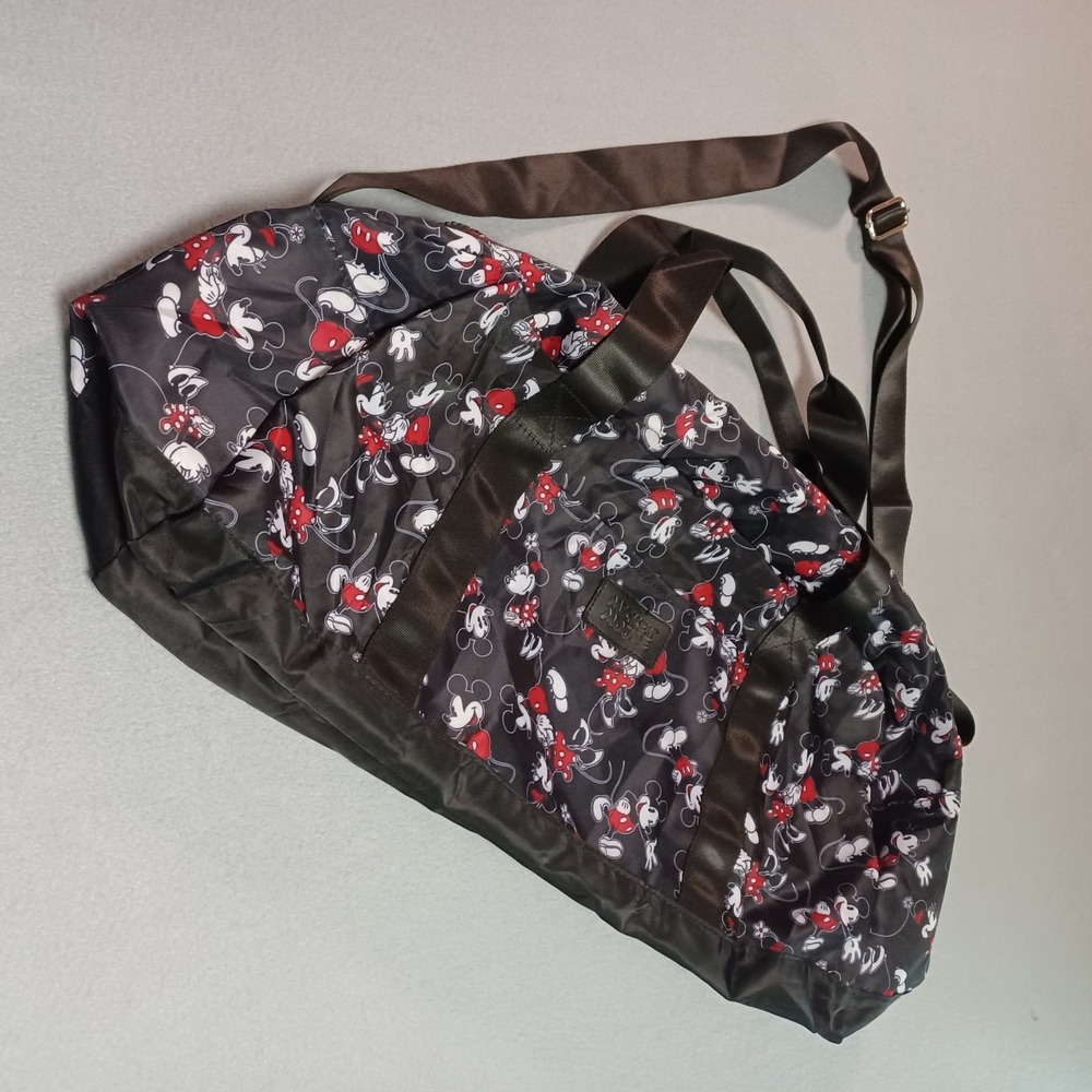 Disney Mickey Mouse Packable Duffel Bag Black Bioworld Travel Weekend Luggage